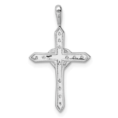 14K White Gold Heart Cross Pendant Mounting, 30 x 16.5mm