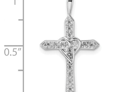 14k White Gold Heart Cross Pendant Mounting (Style PM4987-010-W)