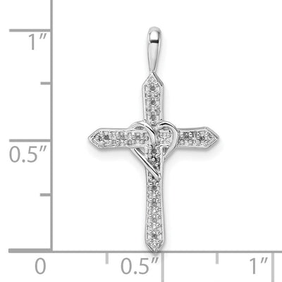 14K White Gold Heart Cross Pendant Mounting, 30 x 16.5mm