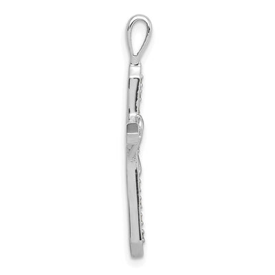 14K White Gold AA 1/. Diamond Heart Cross Pendant