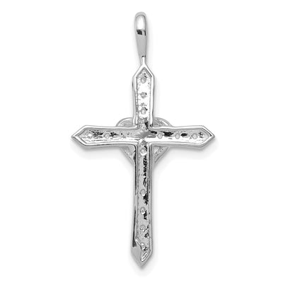 14K White Gold AA 1/. Diamond Heart Cross Pendant