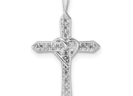 14k White Gold Heart Cross Pendant Mounting (Style PM4987-010-W)