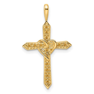 14k Heart Cross Pendant Mounting (Style PM4987-010-Y)