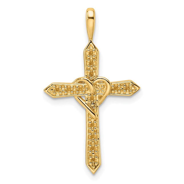 14k Heart Cross Pendant Mounting, 30 x 16.5mm