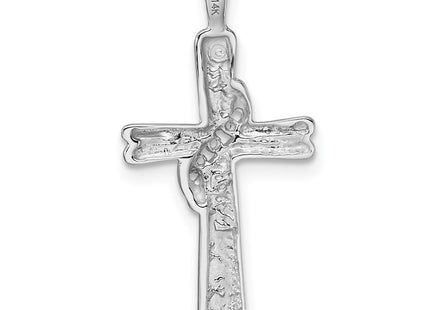 14K white gold cross pendant, another view