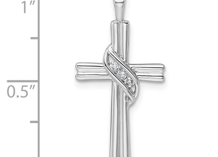 14K white gold diamond cross pendant, alternate view