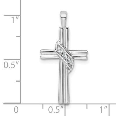 14K White Gold AA Diamond Cross Pendant, 29 x 14.5mm
