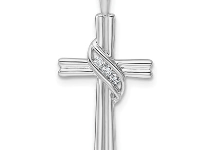 14K white gold diamond cross pendant