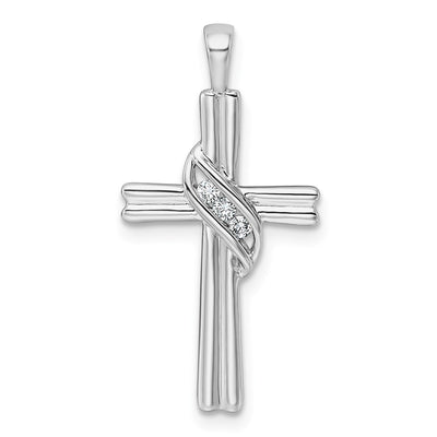 14K white gold diamond cross pendant