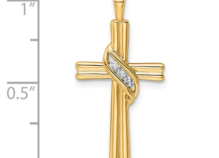 14k AA Diamond Cross Pendant, 29 x 14.5mm