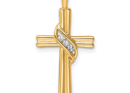 14k AA Diamond Cross Pendant, 29 x 14.5mm