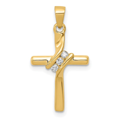 14K gold diamond cross pendant