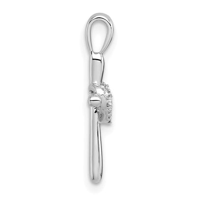 14K White Gold Diamond Cross w/Heart Pendant