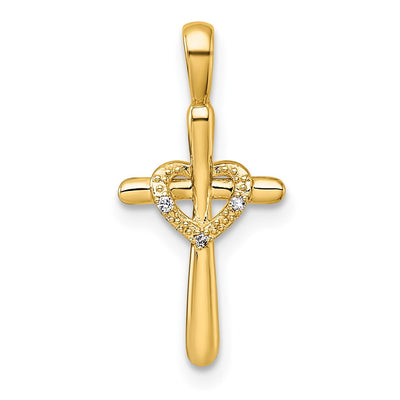14K gold diamond cross pendant