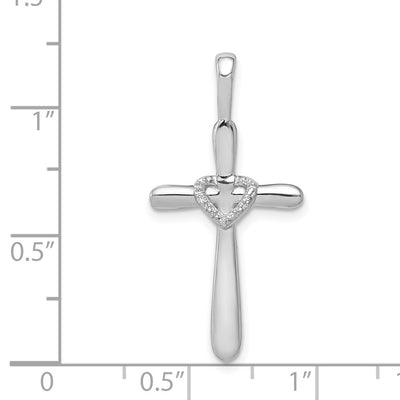 14K White Gold 1/. Diamond Cross w/Heart Pendant