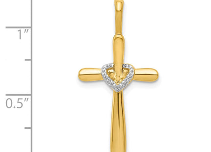14K gold diamond cross pendant, further view