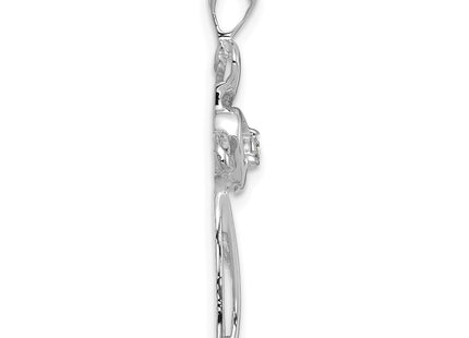 14K white gold diamond cross pendant, alternate view