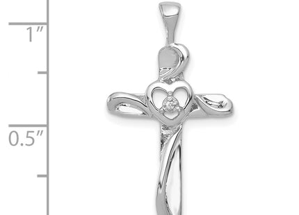 14K white gold diamond cross pendant, another view