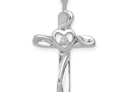 14K white gold diamond cross pendant