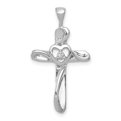 14K white gold diamond cross pendant