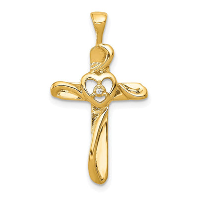 14K gold diamond cross pendant