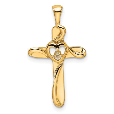 14K gold diamond cross pendant