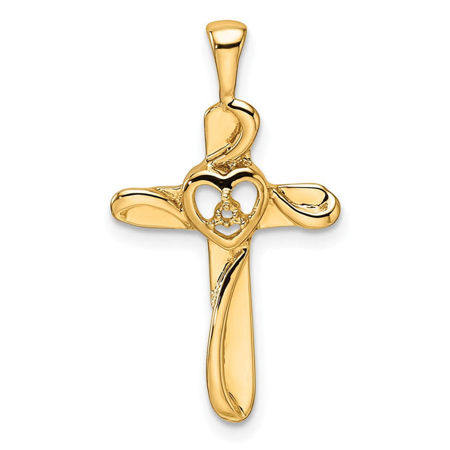 14k Diamond Cross Pendant Mounting, 28 x 15.5mm
