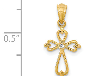 14k Diamond Accented Cross Pendant