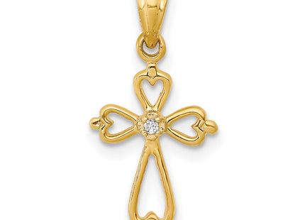 14k Diamond Accented Cross Pendant