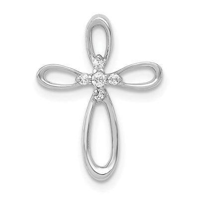 14K white gold diamond cross chain