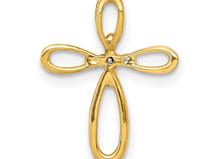 14K gold diamond cross pendant, another view