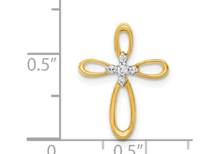 14K gold diamond cross pendant, further view
