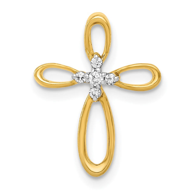 14k Diamond Cross Slide Pendant, 19 x 14mm