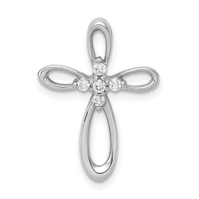 14K white gold diamond cross chain
