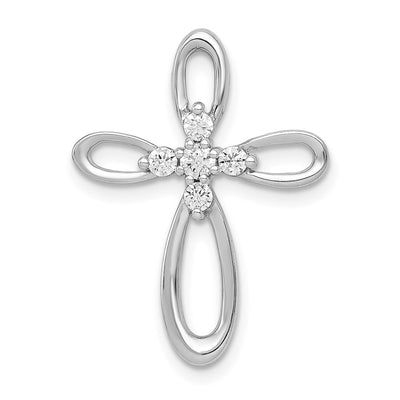 14K white gold diamond cross chain