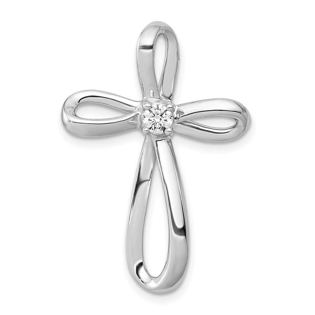 14K white gold diamond cross chain