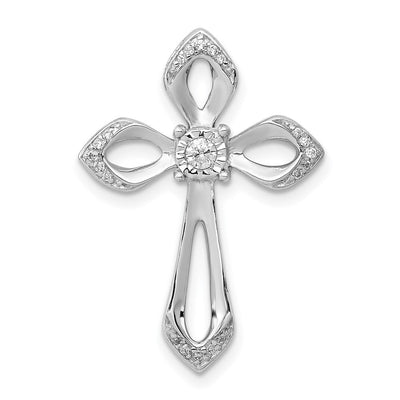 14K white gold diamond cross chain