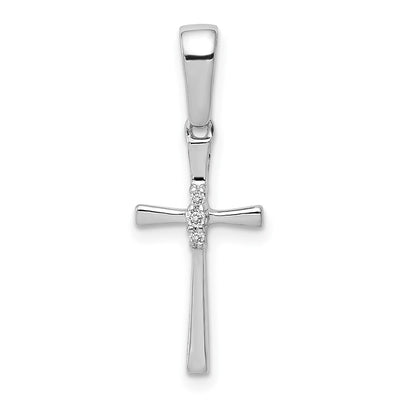 14K white gold diamond cross pendant