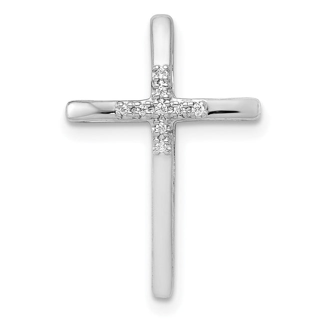 14K white gold diamond cross chain