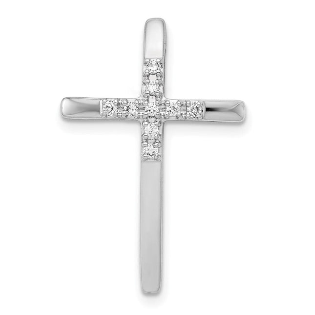 14K white gold diamond cross chain