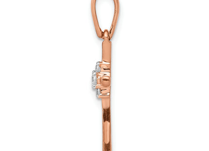 14k Rose Gold Diamond Cross Pendant