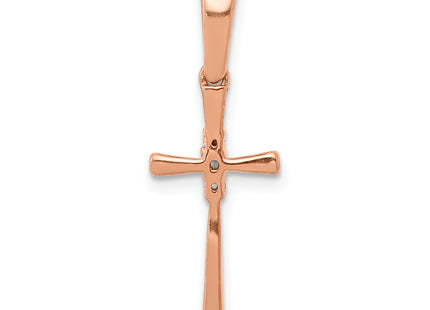 14k Rose Gold Diamond Cross Pendant