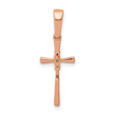 14K Rose Gold Diamond Cross Pendant