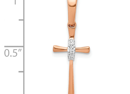 14k Rose Gold Diamond Cross Pendant