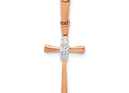 14k Rose Gold Diamond Cross Pendant