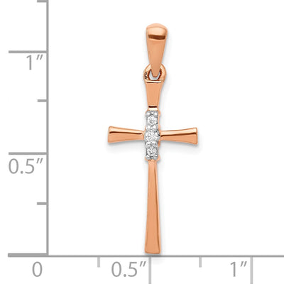 14K Rose Gold 1/. Diamond Cross Pendant