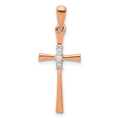14K Rose Gold 1/. Diamond Cross Pendant