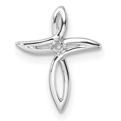 14K White Gold Cross Pendant Mounting, 16.5 x 12.5mm