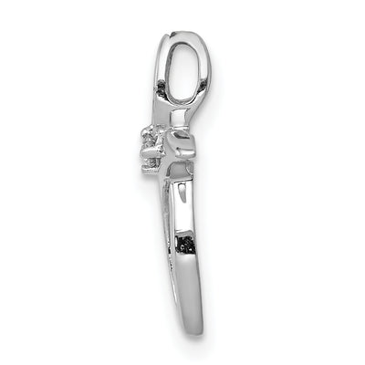 14K White Gold AA Diamond Cross Pendant, 16.5 x 12.5mm