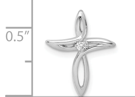 14k White Gold AA Diamond Cross Pendant, 16.5 x 12.5mm